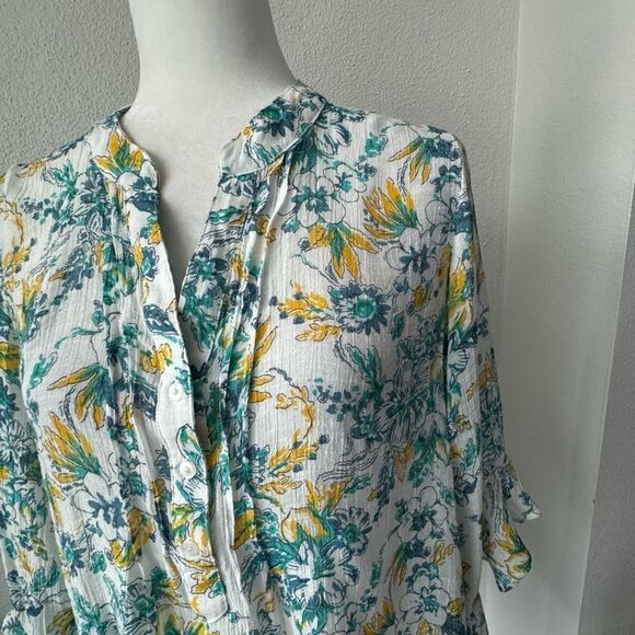 Counterparts Floral Blouse Pullover Bell Sleeves Tunic SZ L - Picture 3 of 11